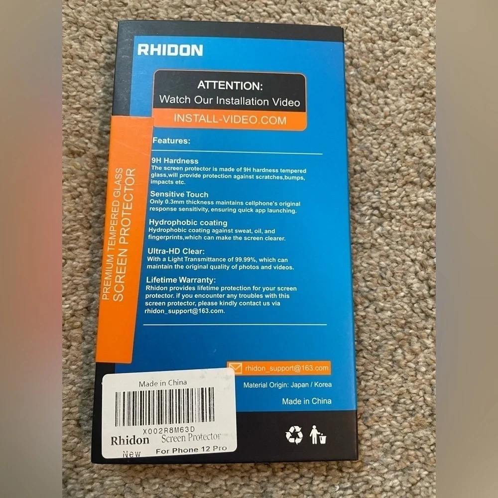 NEW Rhidon Premium Tempered Glass Screen Protector for iPhone 12 Pro